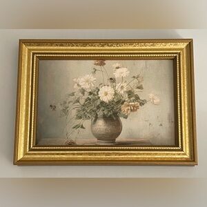 Elegant Floral Art in Gold Frame